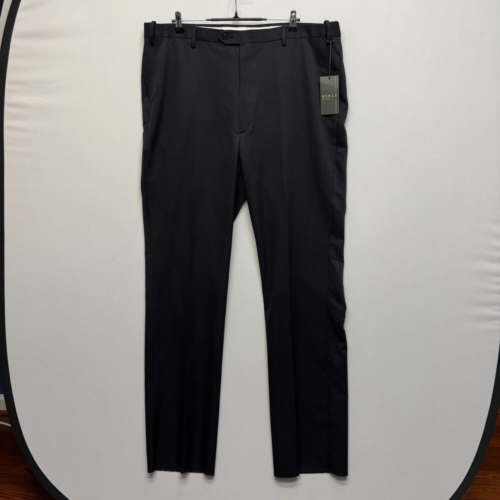 NWT Berle Men Flat Front Dress Pants Size 42 Unhemmed Polyester C099 -2